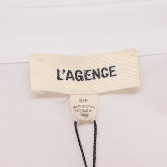 NWT L'AGENCE Levo Lace Trim Cropped Boxy Shirt in White Size S - Picture 10 of 12